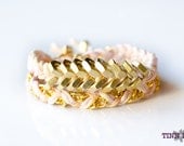 TINNLILY Silk Blush Chain and Hex Nut Double Wrap Bracelet