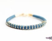 TINNLILY Blue Cotton Cord Bracelet