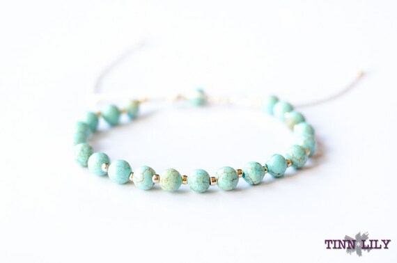 TINNLILY Gilded Turquoise Beaded Bracelet