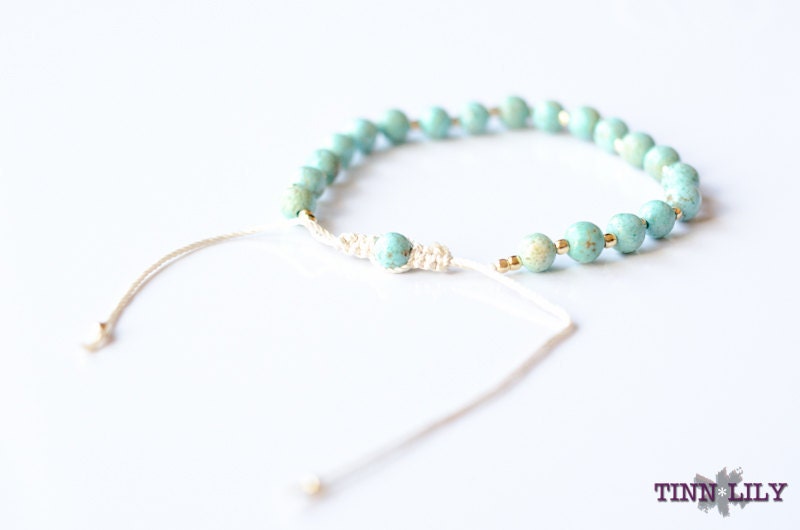 TINNLILY Gilded Turquoise Beaded Bracelet