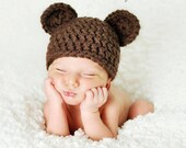Newborn Baby Boy Hat Girl Bear Hat Photography Prop Crochet Knit Boy Girl Baby Photo Prop Chunky Chocolate Bear Hat