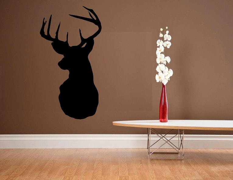vinyl wall decal Deer head silhouette mounted buck rack design 1