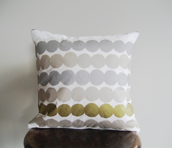 Metallic Silver, Gold, White Polka Dot Marimekko Pillow Cover - 16x16 in