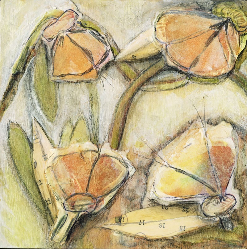 Round the Garden Art Print - by Lisa Firke - peach and cream
