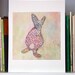 Rabbit Flower Crazy art print - folk modern animal art - Great gift idea - wall decor