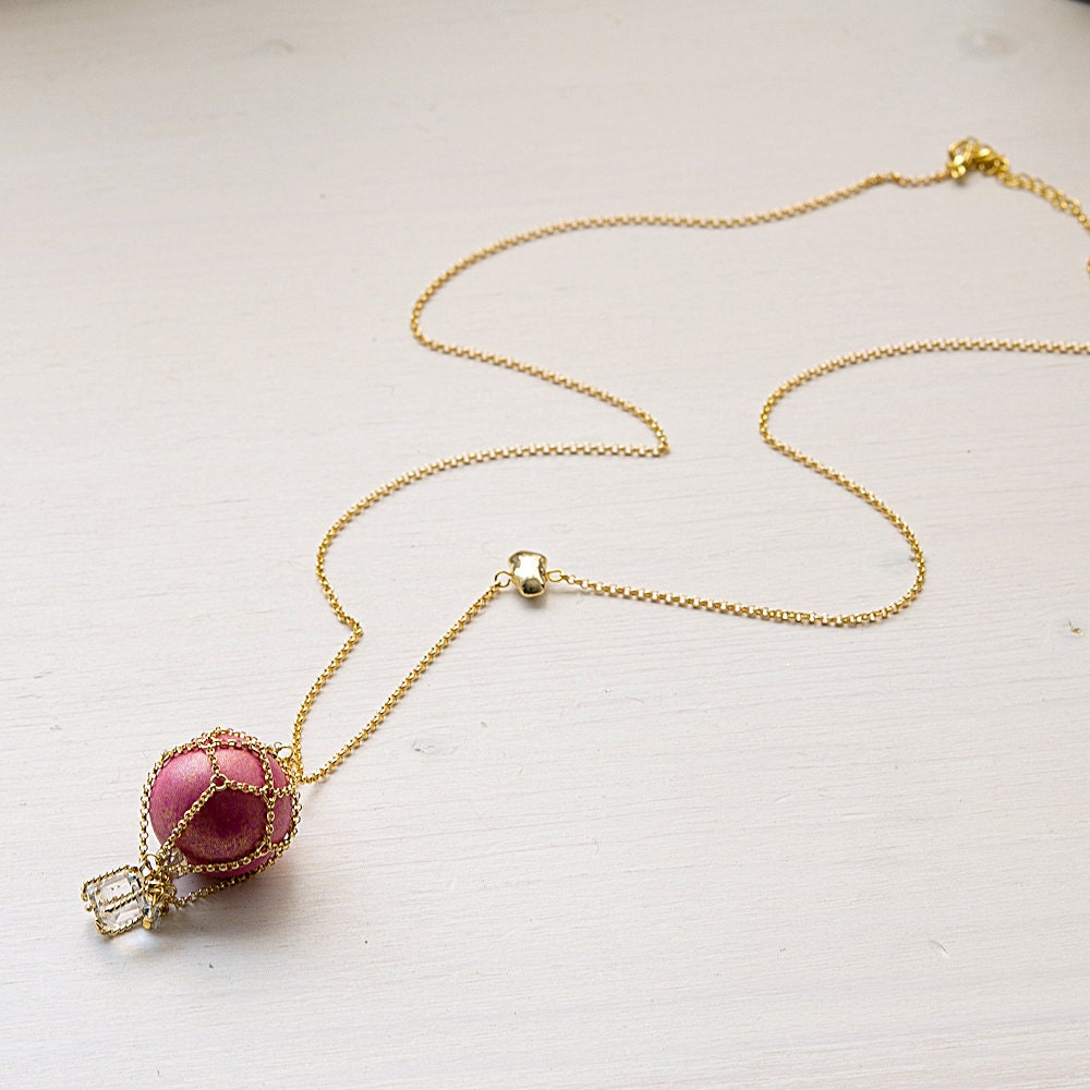Pink Balloon Necklace - N0028 // Family Gift, Birthday Gift, Everyday Jewelry