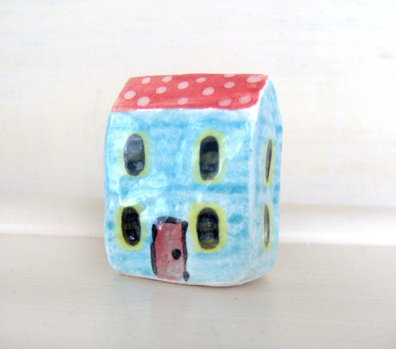 Miniature House - Hand Sculpted and Painted Porcelain Clay