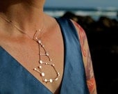 Scorpio Zodiac Constellation Sterling Silver Necklace on Rubber Cord