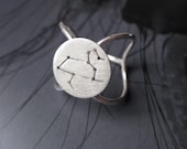 Leo Zodiac Constellation Sterling Silver Ring: Star Map Design