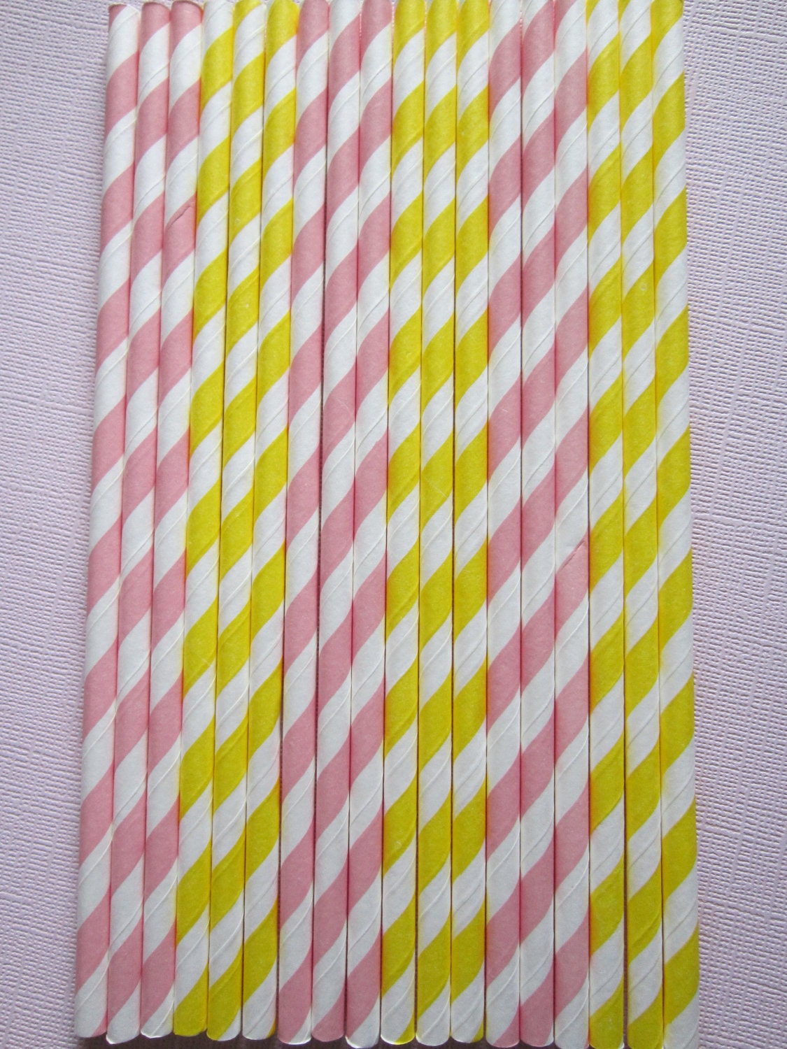 24 Pink & Yellow Lemonade Vintage Retro Paper Drinking Straws Il_170x135