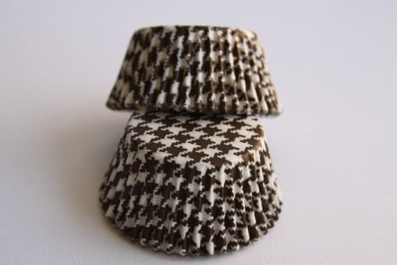 50 Brown and White Houndstooth Baking Cups Il_570xn
