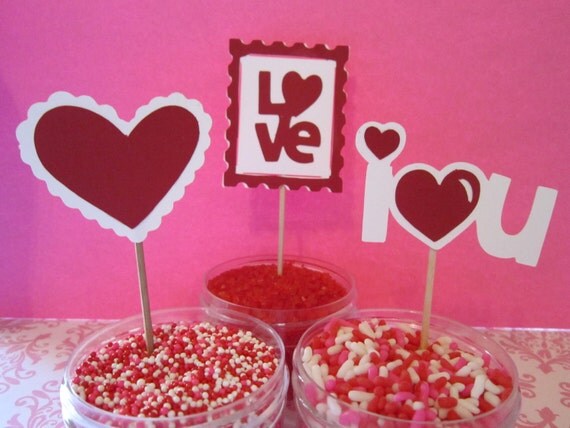 12 Red Valentine Heart I Love You Topper Picks Il_570xn