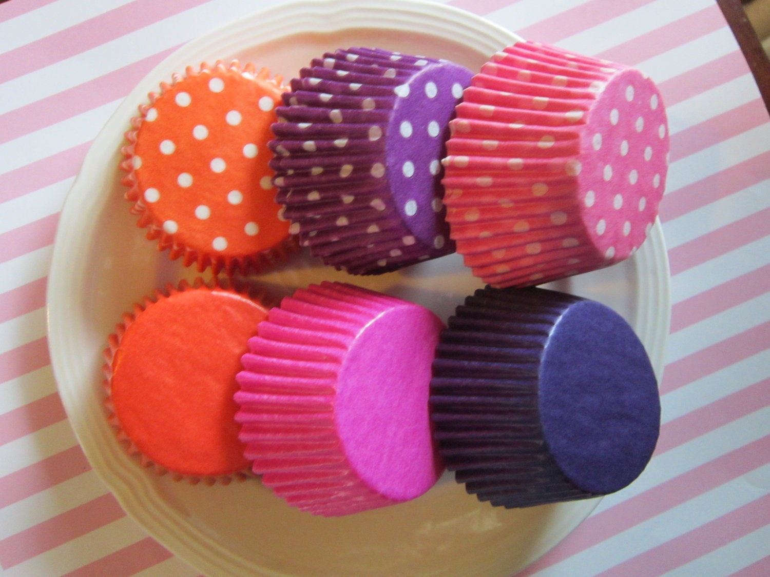 60 Orange Hot Pink & Purple Standard Cupcake Baking Liners Il_570xn