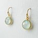 Aqua Chalcedony Earrings, Gemstones Bezel Set in Gold Vermeil, Round, Sea Foam Green Jewelry - Bridesmaids Set