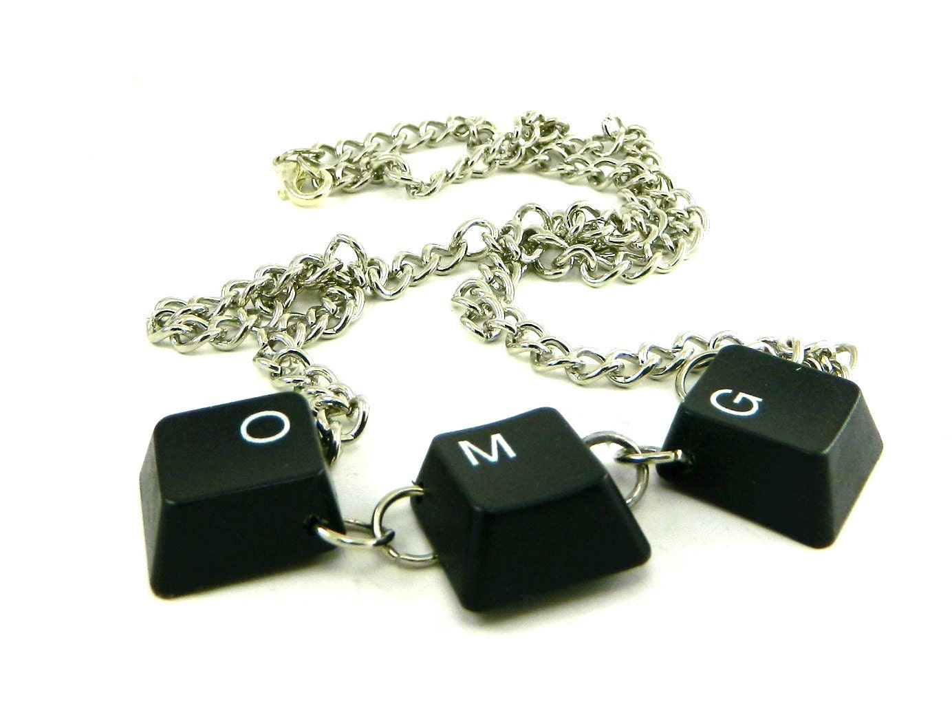 Recycled Computer Unisex Necklace Keyboard OMG