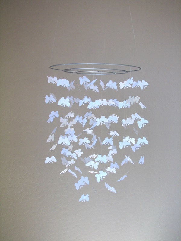 Butterfly baby mobile -White