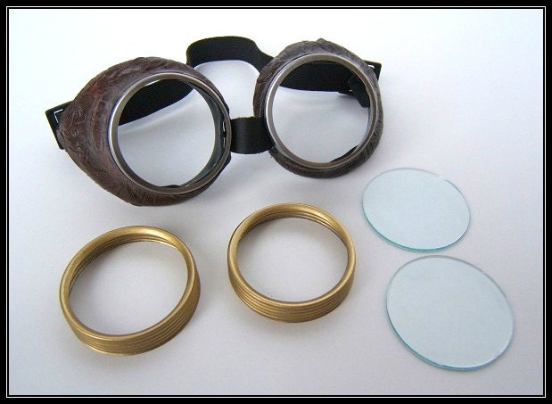 Steampunk Goggles Air Pirate Eyewear Bioshock Glasses -  Burning Steampunk man