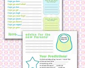 Baby Shower Guest book. Set of 24 DOUBLE SIDED cards. Filled with activities, advice, fill in the blank, etc. Fully customizable.