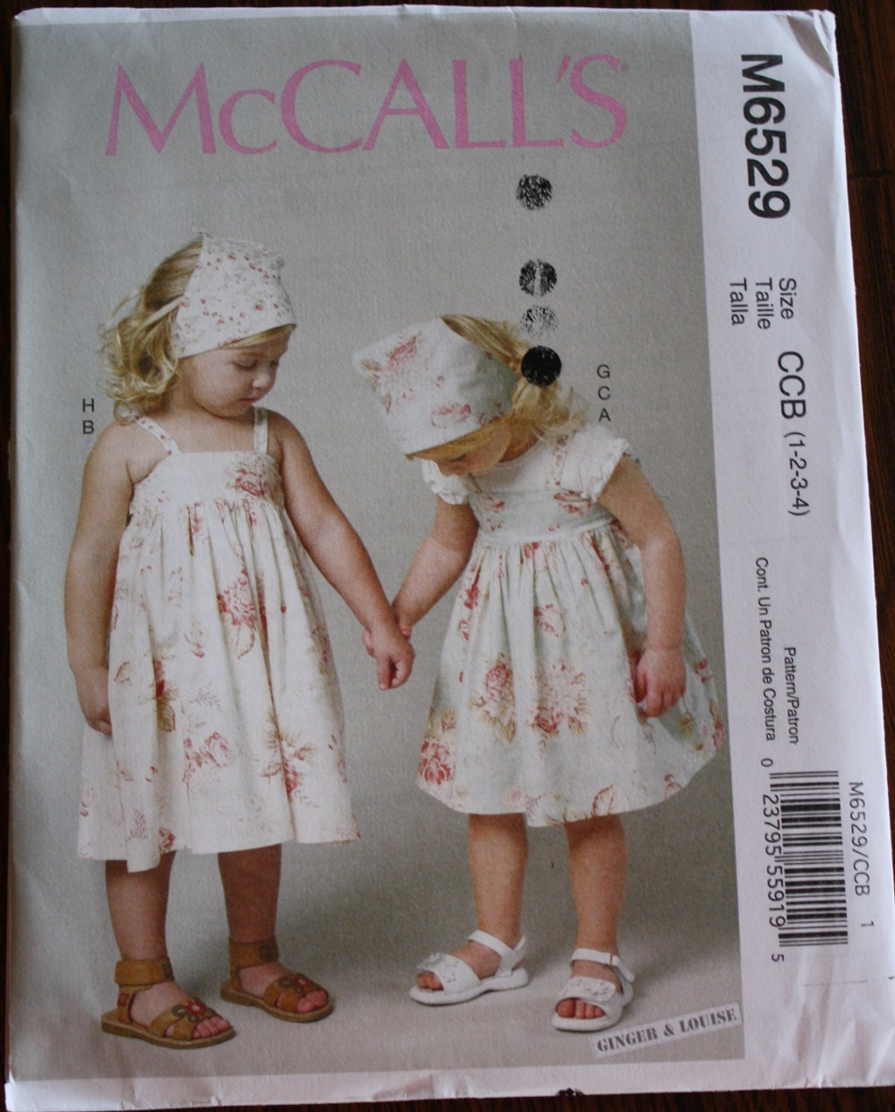 Toddlers Dress Jumper Top Bloomers Pattern, McCalls 6529, also headbands and kerchiefs Size 1-4