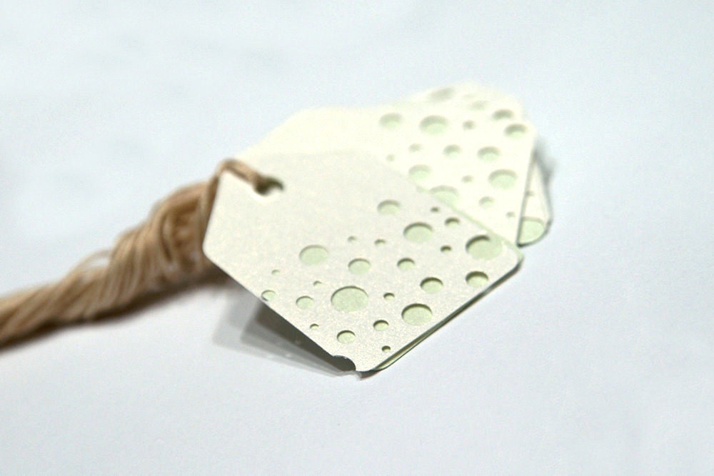 BOGO SALE Price tag Gold Pearl and Light Green Bubbles gift tags. Set of 15.