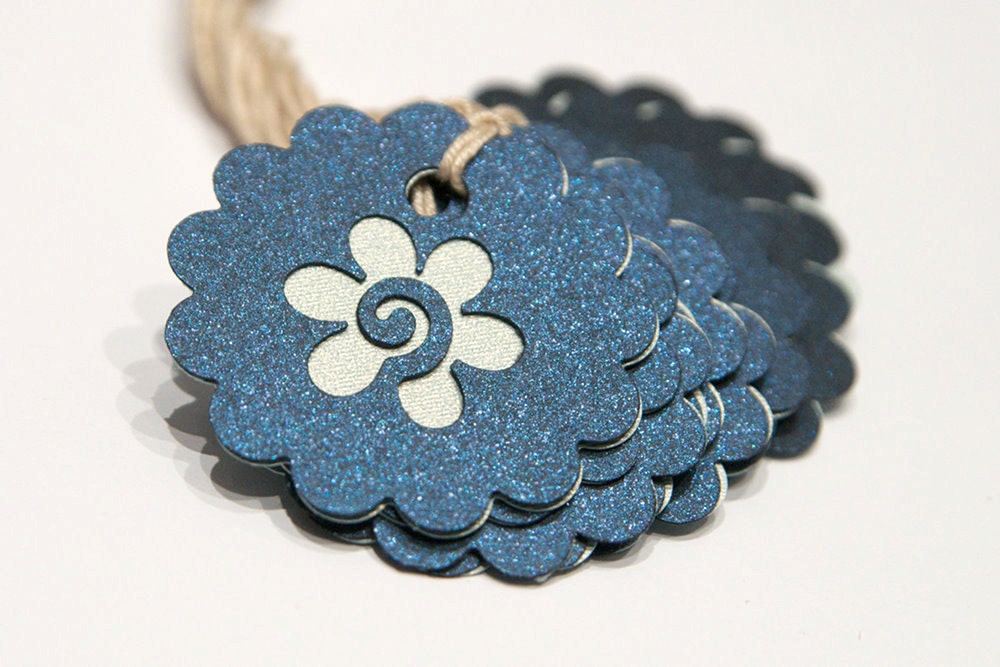 BOGO SALE Gift tag Midnight Light and Silver Gray Flower price tags. Set of 15.
