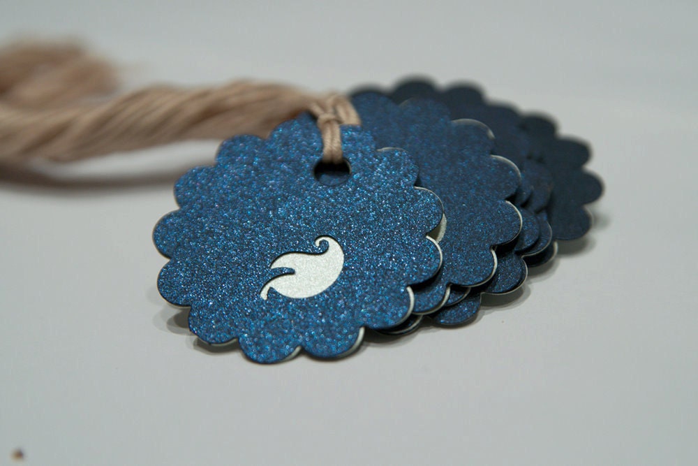 BOGO SALE Gift tag Midnight Light and Green Pearl Leaf price tags. Set of 15.
