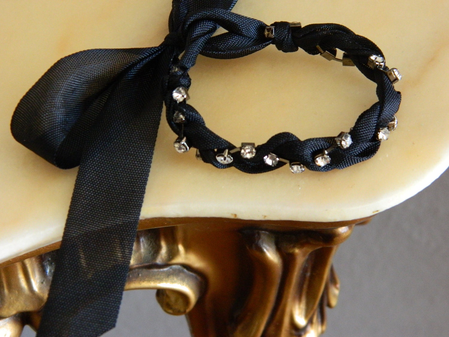 Rhinestone Silky Ribbon Wrap Friendship Layering Bracelet