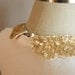 Gold Sequin Peter Pan Collar Necklace, with Scallop Shape and Jewelry Clasp Closure