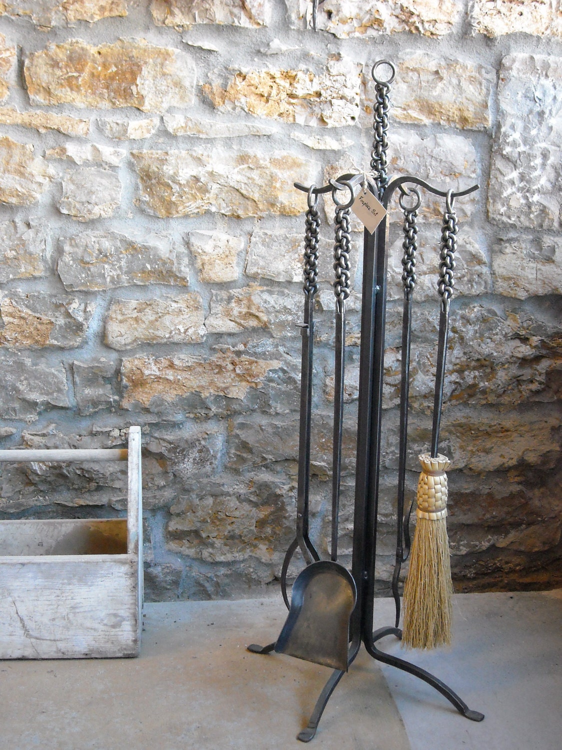 Braided Iron Fireplace/Hearth tool set, Heirloom Quality, Made by Mike Hill, Artist Blacksmith