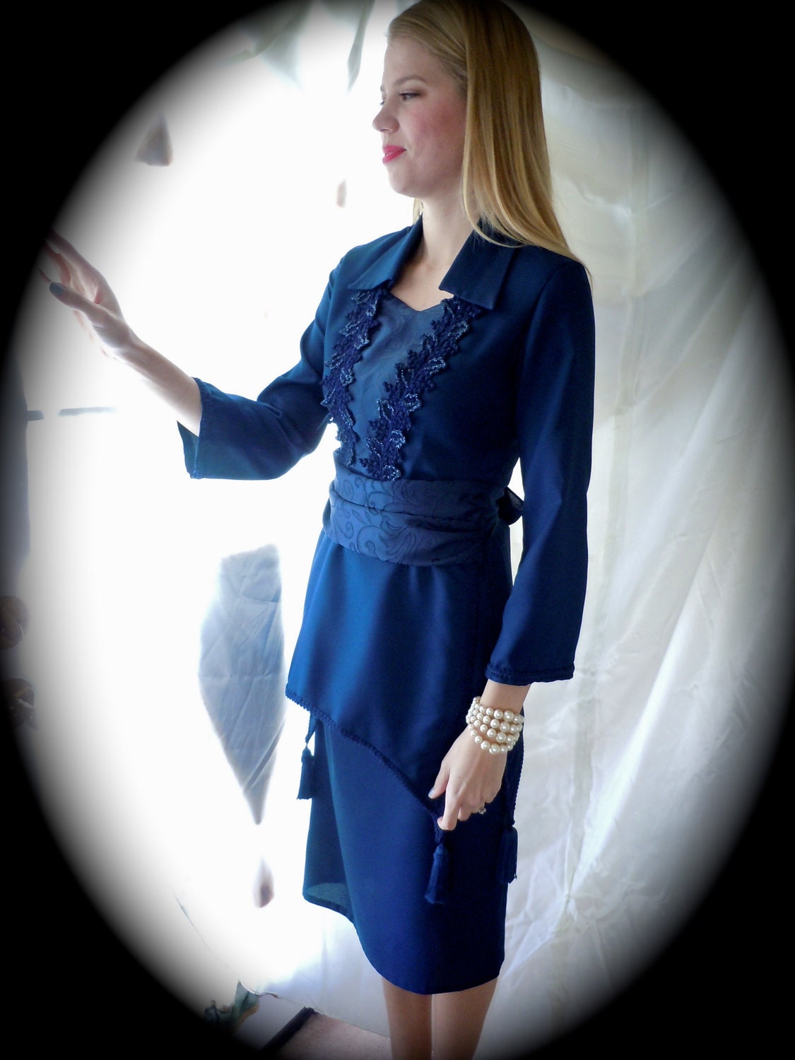 1920's Edwardian Revival Womens Hand Made  Costume in  Royal Blue OOAK size 4