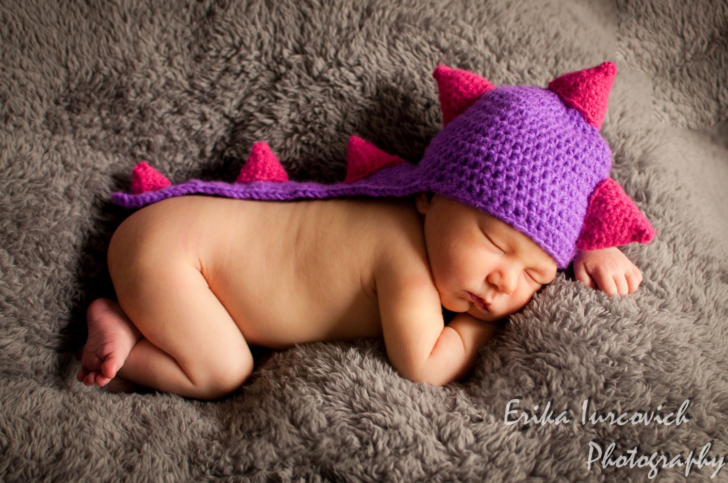 Dinosaur Baby Hat, Baby Girl Dragon Hat, Crochet Costume, Photo Prop - choice of colors