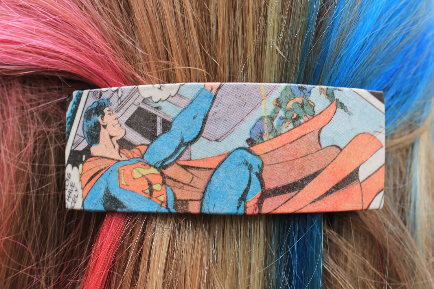 SUPERMAN Comic Book Barrette / Hair Clip