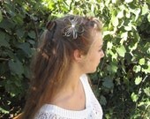 natural feather and ribbon hair clip