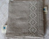 Linen Burlap Coasters--Coctail Coffee Napkin Set of 4--Delicate Linen Wedding, Festival, Provence Home Decor