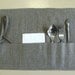 Cutlery Holder--Delicate Placemat--Cloth Flatware Case Roll Wrap--Picnik Flatware Holder--Ecru Set of Two