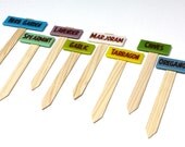 Six Fused Glass Herb Garden Markers, 6 Vegetable Garden Markers