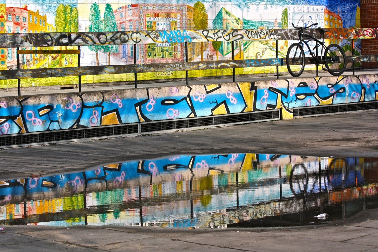 Bike Reflection Photography - Graffiti - London, England - 8 x 10 Print - PhotoLarks