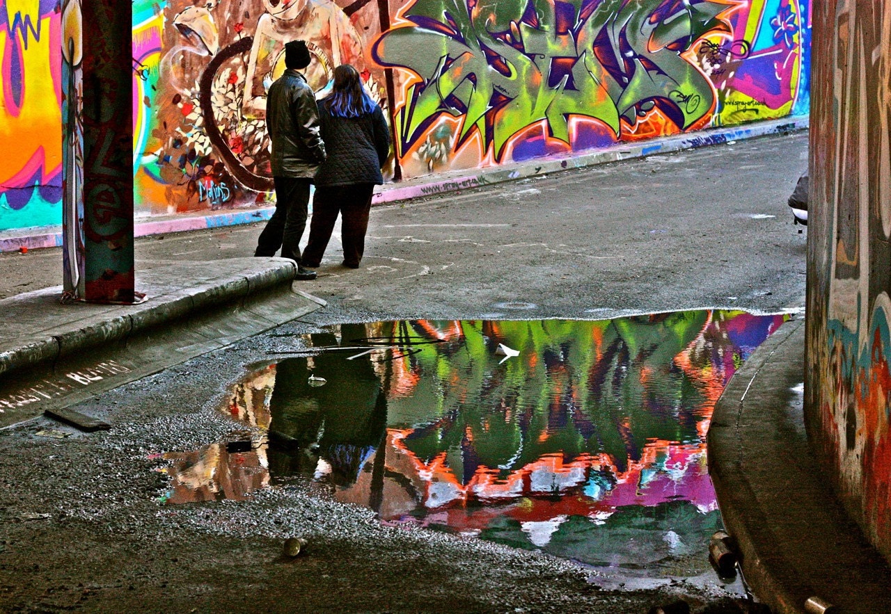 Graffiti Photograph Reflection - London, England - 8 x 10 Print