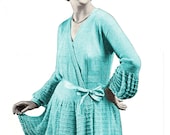 1919 Silk Surplice Long Waisted Sweater with Ruffles and Puffs from Edwarian Era  - Knit PDF pattern 1922