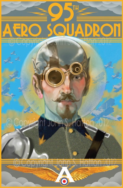 Steampunk 11 x 17 Fighter Pilot art print poster