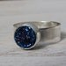 Blue Drusy Ring/Sterling Silver Ring with round blue drusy/druzy stone