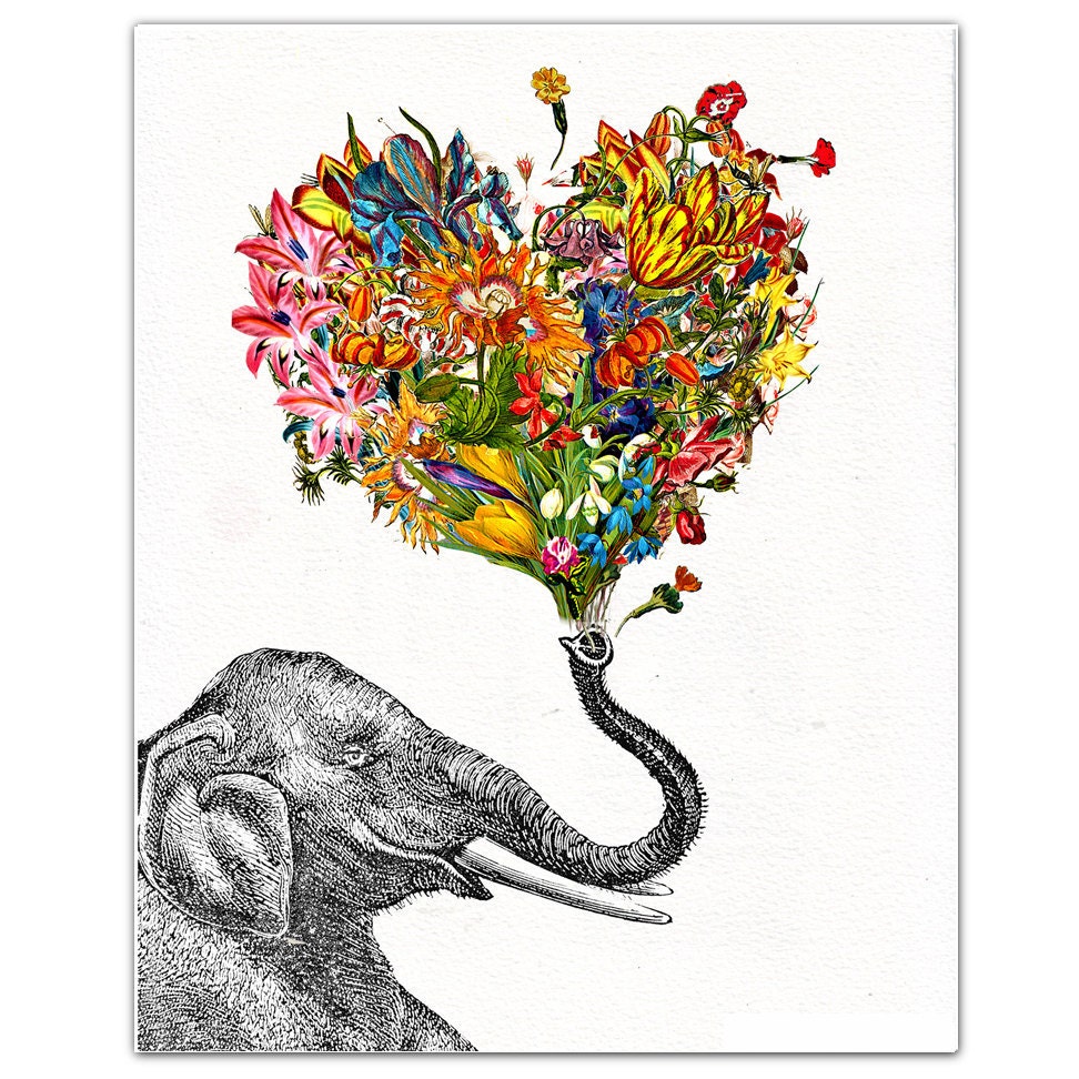 The Happy Elephant - ART Print 8" x 10"