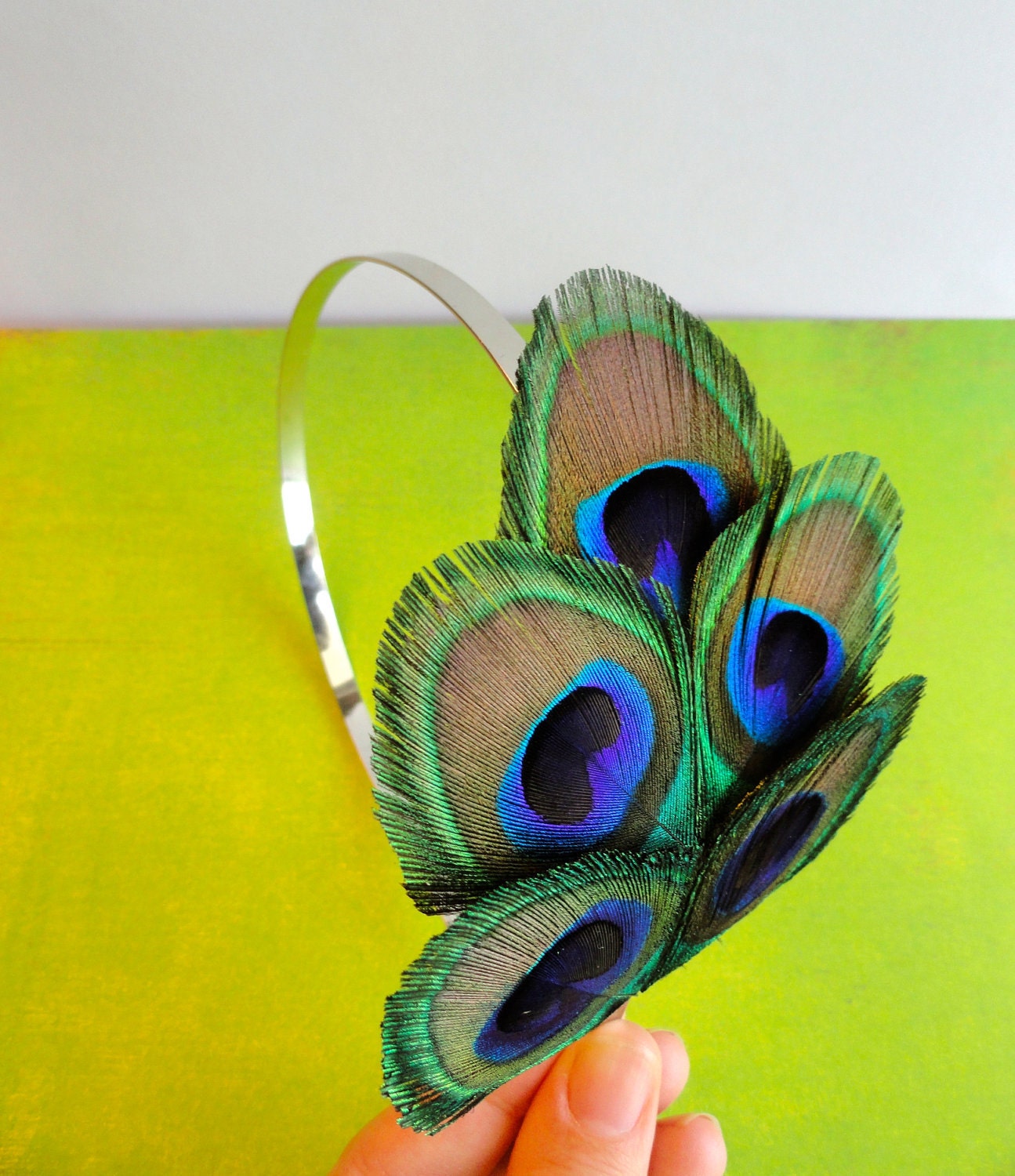 MEGS Peacock Feather Headband, Hair Fascinator