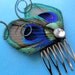 JOELLE Peacock Hair Comb, Feather Fascinator