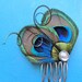 JOELLE Peacock Hair Comb, Feather Fascinator