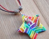 Rainbow Stripe Star FIMO Polymer Clay Pendant