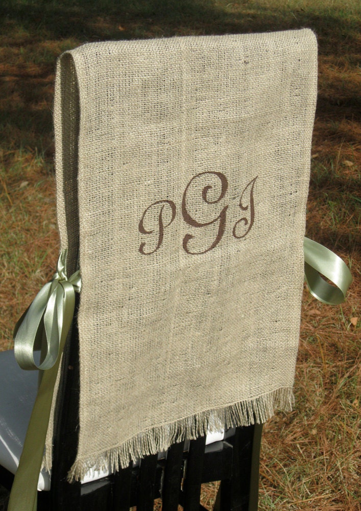Burlap Bride and Groom Chair Covers - Rustic Wedding
