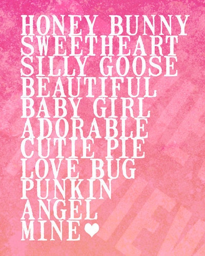 Baby Girl Nicknames - 8x10 Lustre Print