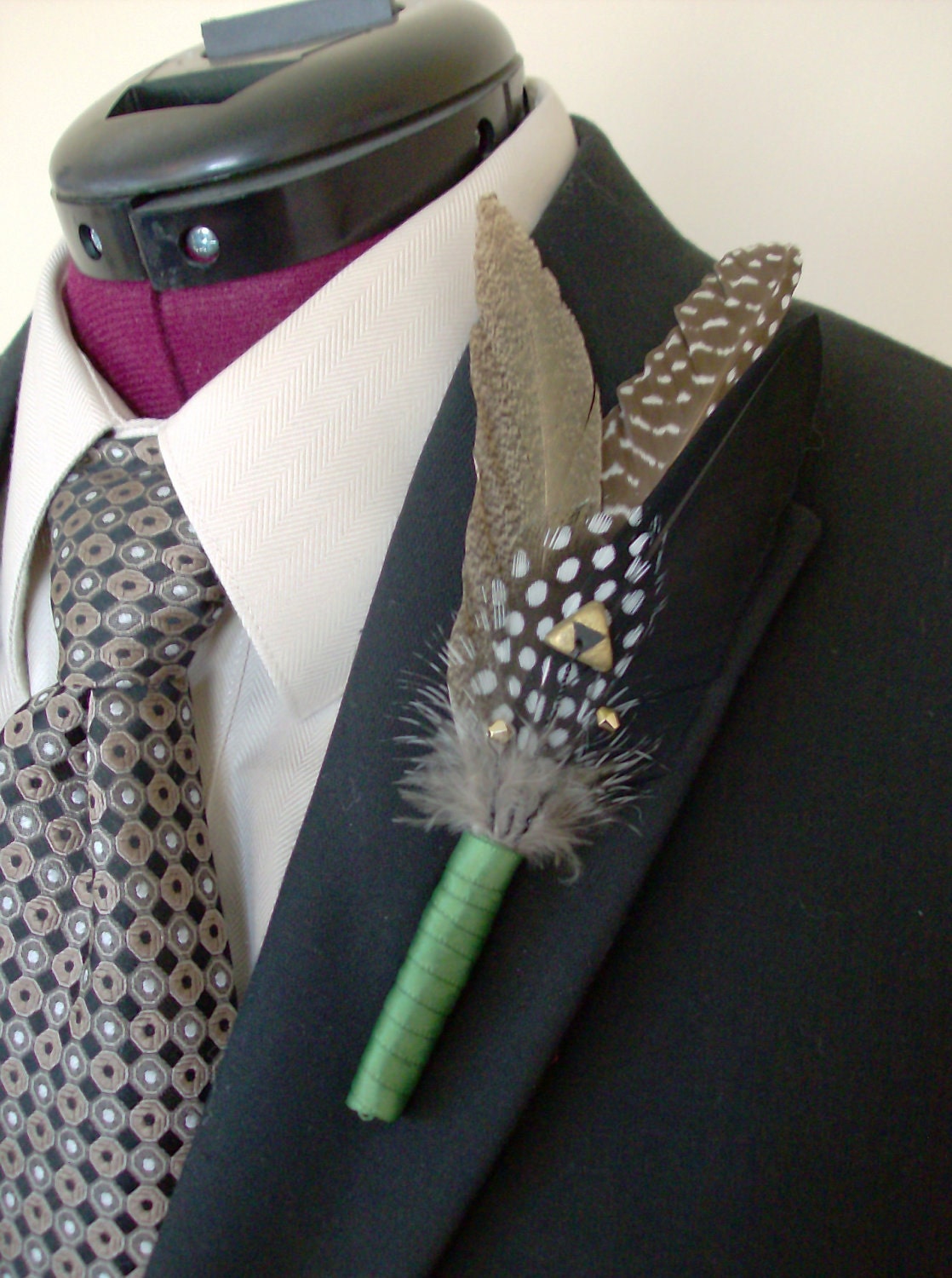 Green Triforce Feather Boutonniere