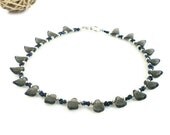 Black Glass Leaf Choker Necklace